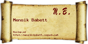 Mensik Babett névjegykártya